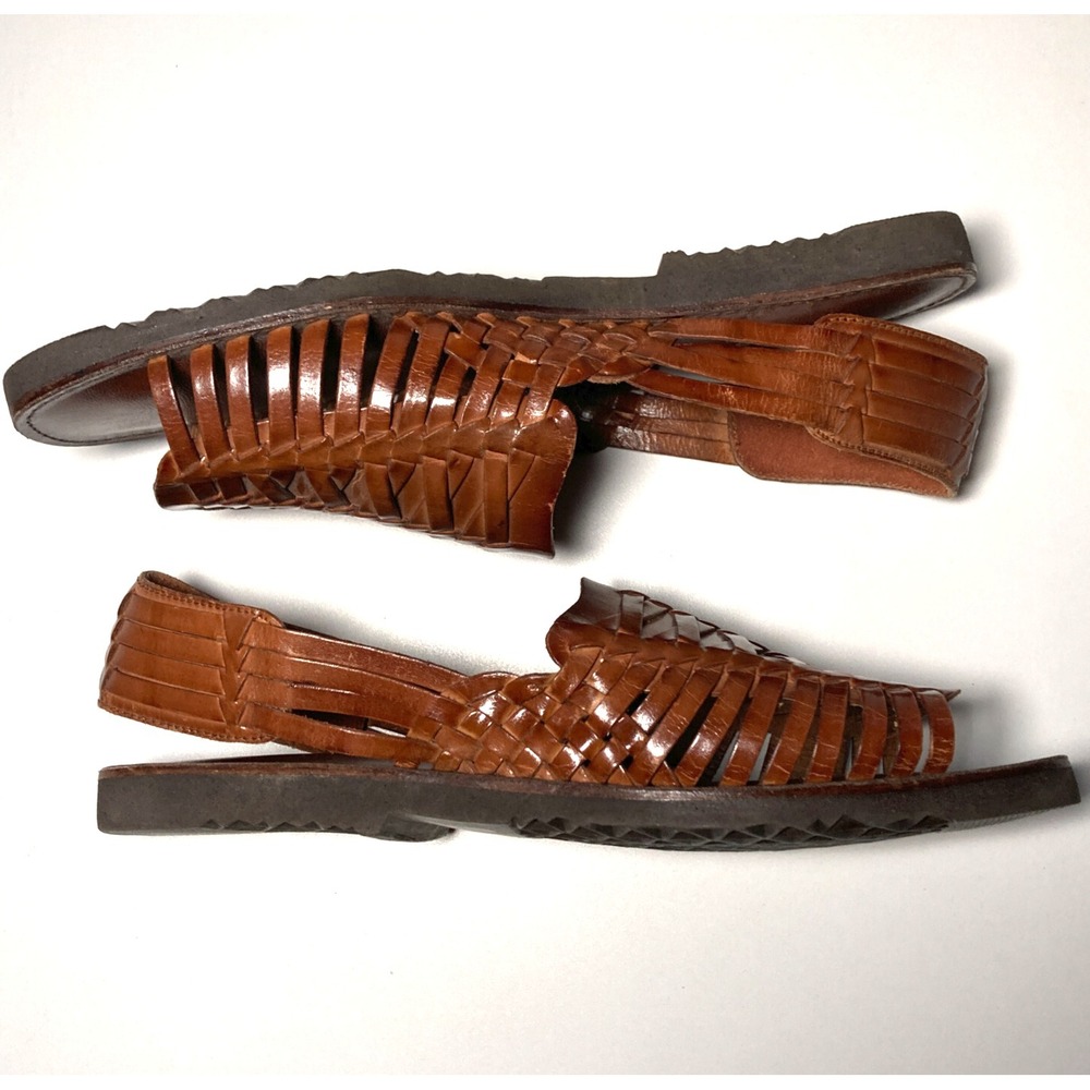 Sunsteps Hand Woven Barclay Huarache Open Toe Brown Leather Sandal Mens 9 - Picture 12 of 13